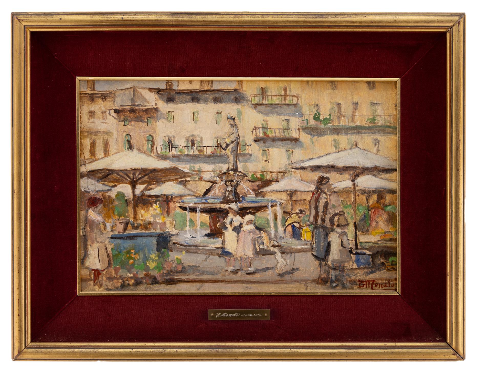 giuseppe menato: Verona Piazza delle Erbe 1919